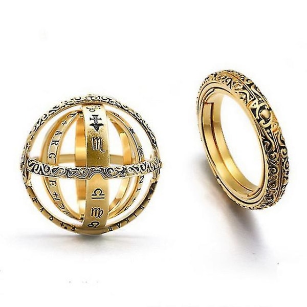 Astronomiske kuleringer for kvinner menn kreative komplekse roterende kosmiske fingerring smykker Gold 12