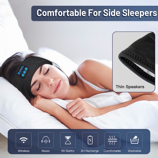 Trådløse sovehovedtelefoner, Bluetooth sportshovedbåndshovedtelefoner, ultratynde HD stereohøjttalere, fantastisk til at sove, motionere, jogging, yoga, søvnløshed