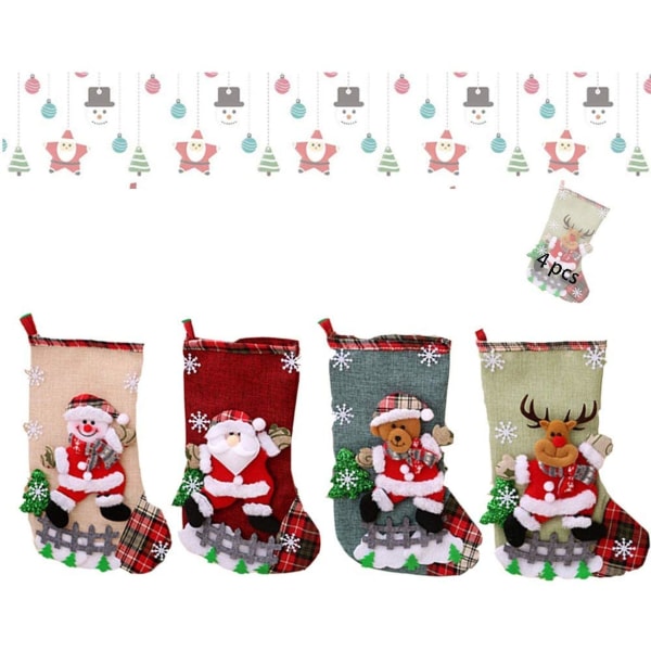 4-pack Julstrumpor, Julstrumpor Presentpåse, Julstrumpor, Julstrumpor, Julgransstrumpor, Julstrumpor