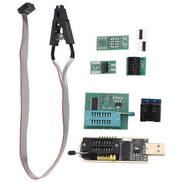 1 Setti CH341A 24 25 Sarjan EEPROM Flash BIOS USB-ohjelmoija+SOIC8 SOP8 Testiklipsi+SPI 1.8V Adapteri+SOP8 SOIC8 - DIP8