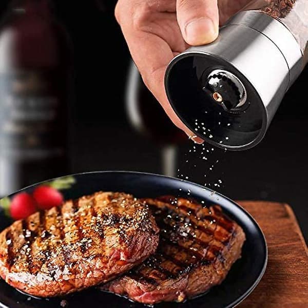 Saltkværnsæt Salt- og peberkværne Børstet rustfrit stål, 2 stk.