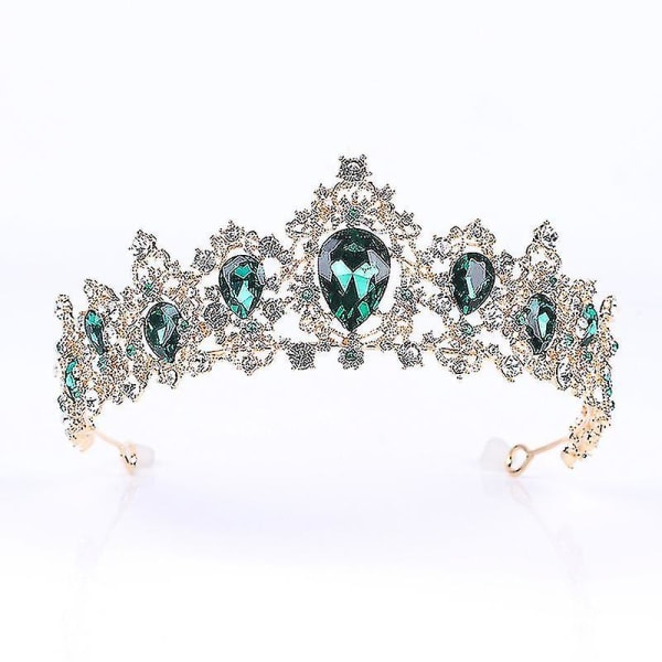 Brude Bryllup Tiara Krone Bryllup Legering Krone Rhinestone Krystal Hår Tilbehør Green