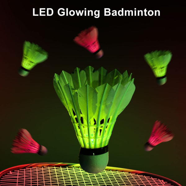 Et sett med 4 LED-svinghjul - badminton, LED-badmint for barn
