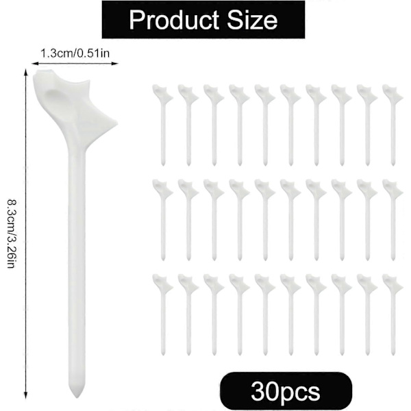 30 stk. Golf Tees til Flyvebane, Plastik Golf Simulator Tees System 10 Grader til