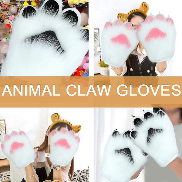 1 par Animal Claw Hanske Paw Votter Vinter Furry Hand Paw Mitt Varulv kostymehanske for festgoder