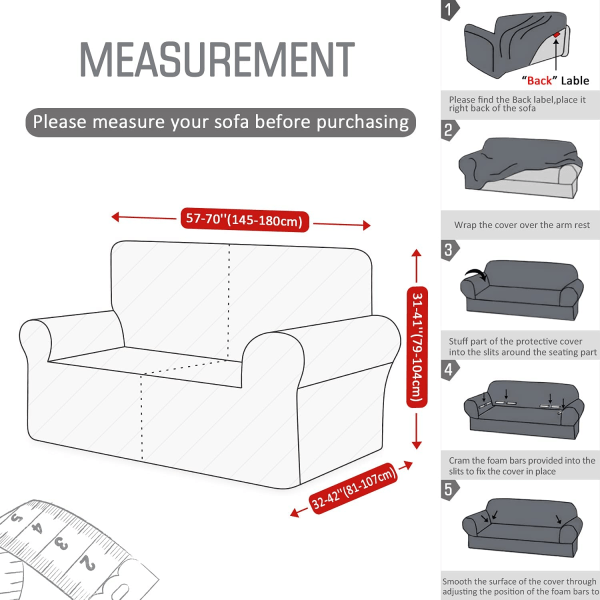 Høj stræk sofaovertræk 2 sæder ultra blødt stilfuldt sofa C