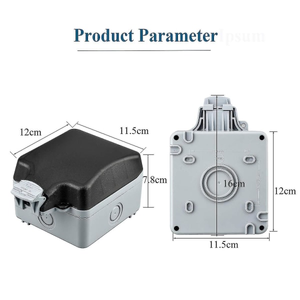 Udendørs vandtæt stikkontakt, stikkontakt, stikkontakt Ip66, Ur-kabinet til have- og erhvervsbrug