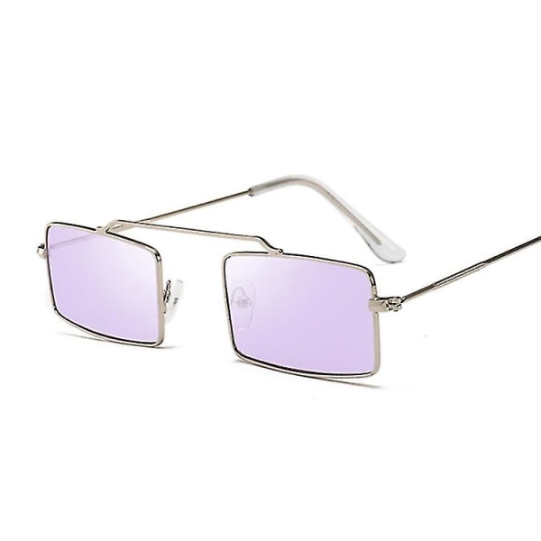 Neliömäiset aurinkolasit naisille ja miehille, lasit naiselle, ylelliset retro-metalliset aurinkolasit, naisten vintage-peililasit Oculos De Sol Feminino Uv400 SilverPurple
