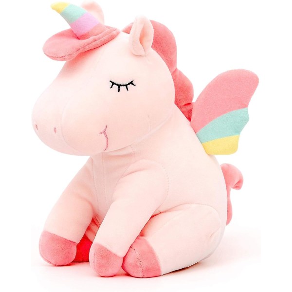 Unicorn Gosedjur Plyschleksaker Flickor Presenter Med Regnbågsvingar Vit 12 Inches Rosa