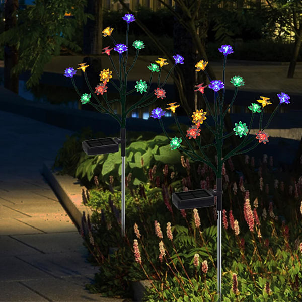 Pakke med 2 Lotus-formede LED-solcelenattlys