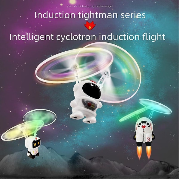 Astronaut Flygende Helikopter Mini Drone Hånd Infrarød Induksjonskontroll Suspensjonsflyleker Gaver White