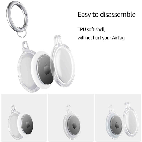 Airtag kirkas kotelo avaimenperällä, pehmeä TPU-kotelo Apple Air Tagille, vedenpitävä ja naarmuuntumaton Itag-avaimenperäkaulakoru, Ape Tracker -lisävaruste