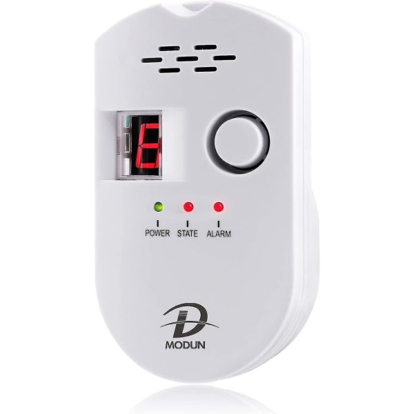 Gasdetektor, Lpg/naturgas/kullækagedetektor, Plug-in-sensormonitor med hørbar alarm og LED-nummervisning, Alarm