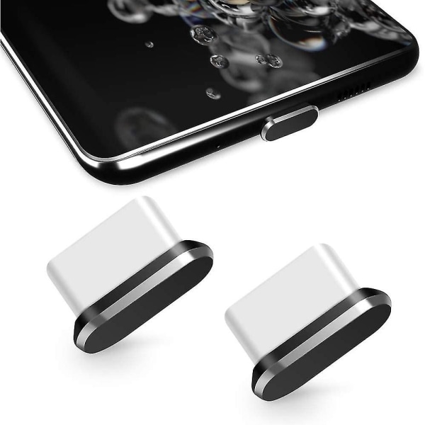 2-pak Type-C støvpropp, USB C-port støvpropper, anti-støv plugg for Type-C enheter som Samsung/macbook/vivox5pro/iphone/ Micro Usb/ Android Mo