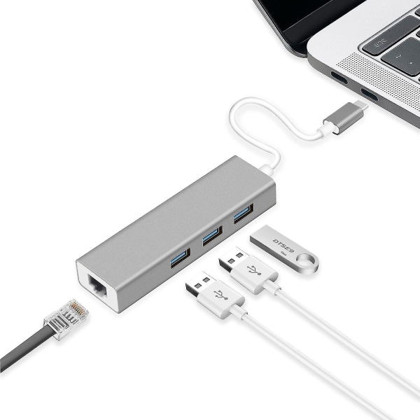Type-c til Rj45 til Usb3.0 nettverkskort Rj45 nettverkskabel 100m hub hub aluminiumlegering skall