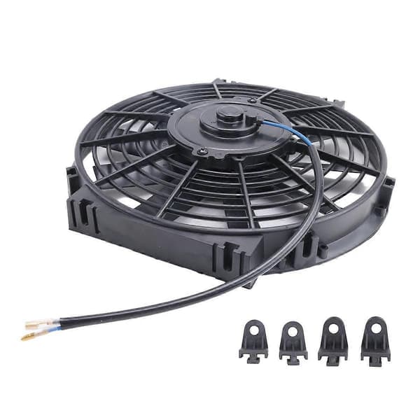10 tommer 12V 80W 2100 o/min Universal Lige Sort Blad Elektrisk Køleradiator Tankventilator Montering