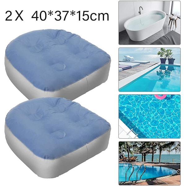 2 X Oppblåsbart Booster sete Whirlpool Massasjekloss Spa Vanntett Ryggpute Badekar Akupressur Boblebad Myk Booster sete Med 4 Suggekopper