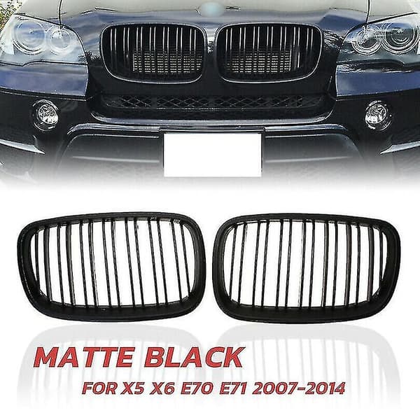 Sort Frontkofanger Dobbelt Lameller Front Nyregitter Grill Til X5 X6 E70 E71 2007-2014