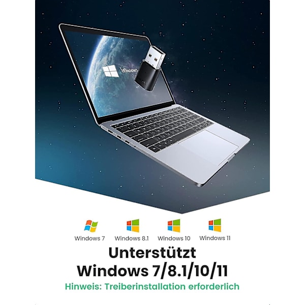 Bluetooth-adapter til pc Usb Bluetooth Dongle 5.0 Specielt til Windows 7 8.1 10 11 Desktop