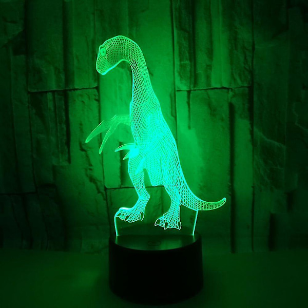 Wekity 3D LED optisk illusion akryl natlys med fjernbetjening og smart touch 7 farver skiftende dinosaur