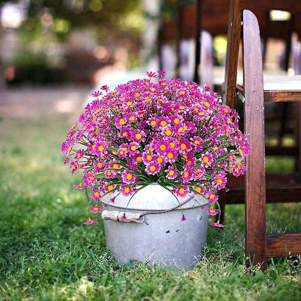 Kunstig blomst. 4 stk. kunstig plastblomst. Udendørs UV-bestandig grønt