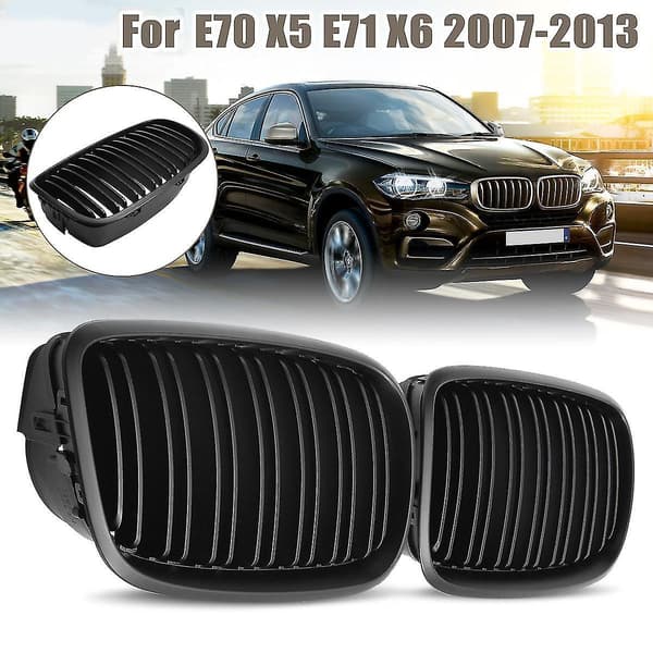Sort Frontkofanger Dobbelt Lameller Front Nyregitter Grill Til X5 X6 E70 E71 2007-2014