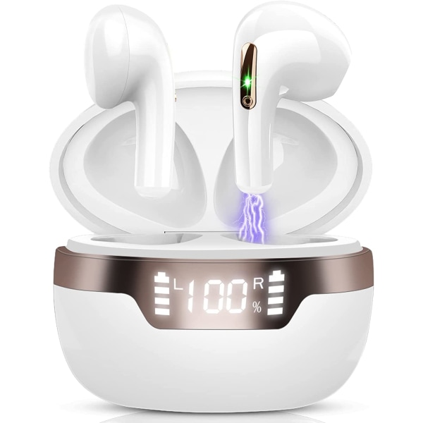Trådløse øretelefoner Bluetooth 5.2 med Mini USB-C opladningsetui