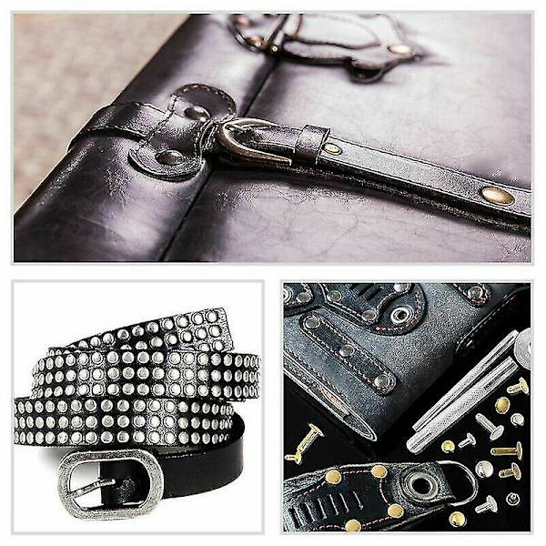 Lädernit Dubbel Lock Metall Nitar Fästverktyg Håltång Kit.(silver+guld)(360st)