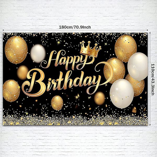 Stor svart och guld affisch med Happy Birth