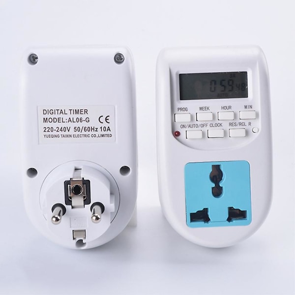 Digital Timer Switch EU Stikkontakt Al-06 Ugentlig Programmerbar Elektronisk 220vac, Timer Lyskontakt Vægknap Timer