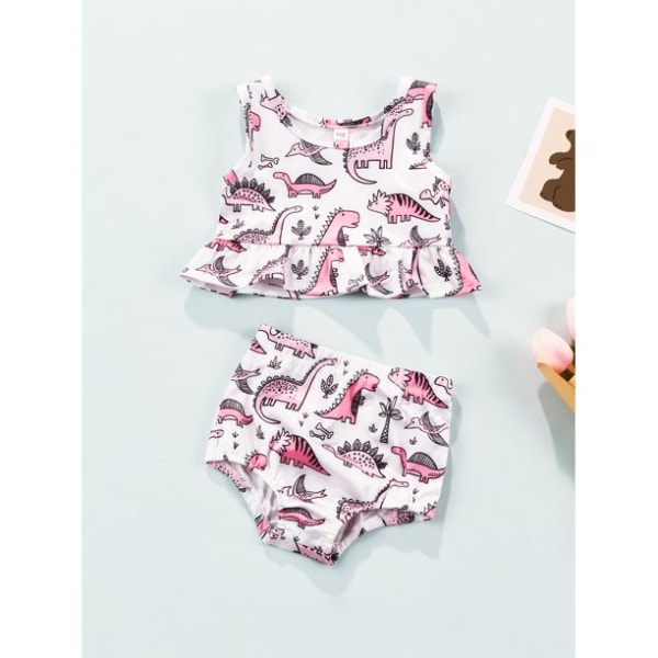 Toddler Børns Badetøj Baby Piger Tankini Bikini Sæt Badetøj S Dinosaur print 80CM