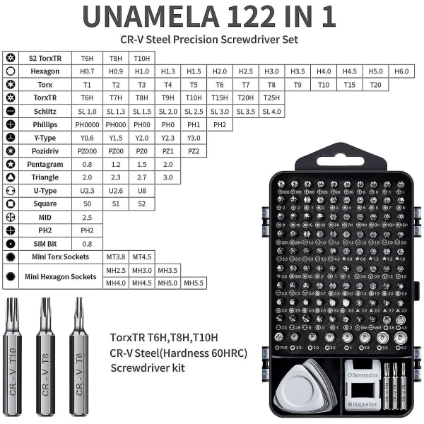 Datorreparationssats, 122 i 1 precisionsskruvmejsel för bärbar dator