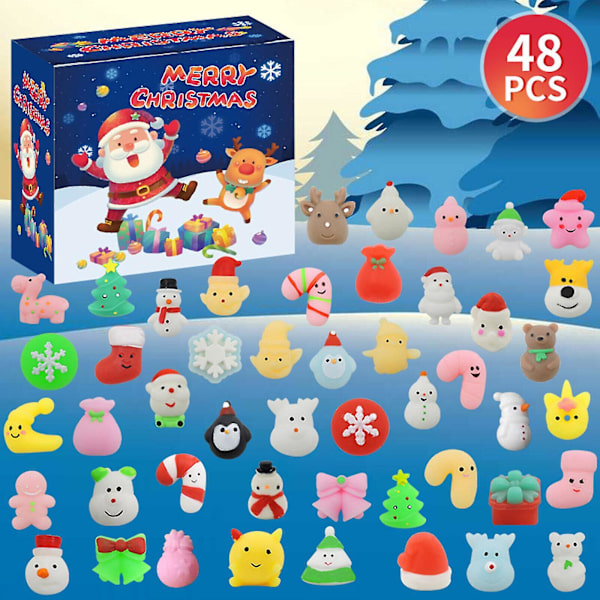 48 st squishy leksak blind box mini jul klämma stressavlastning leksaker för barn bästa present