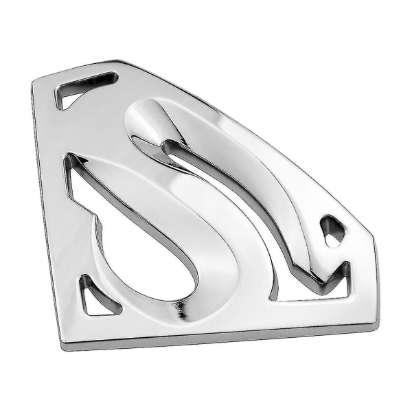 Rustfritt stål metall 3d krom Superman bil logo emblem metall bil klistremerke bil styling tilbehør (2 pakke) sølv