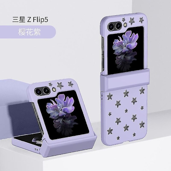 Z Flip 5 Etui, Etui Kompatibel Samsung Galaxy Z Flip 5 Med Hængselbeskyttelse & Stjerneformet Kølehul Purple