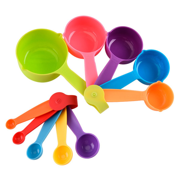 Plastic Measuring Cups and Spoons Set, 10 Pieces Plastic Measuring Cup