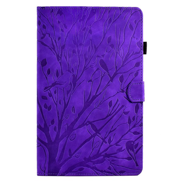 Samsung Galaxy Tab A 10.1 (2016) T580 T585 Pu nahkaiselle tablet-telineen case painettu puukorttipidikkeen cover Purple