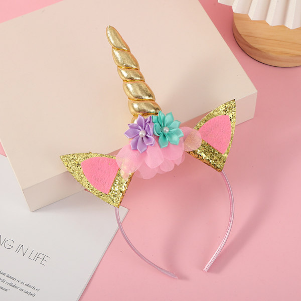 Yksisarvisen pääpanta, kimalteleva yksisarvisen sarvi valokuva rekvisiitta cosplay päähine