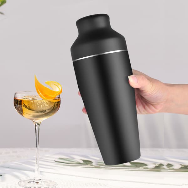 8-delt Cocktail Shaker Sæt - Mat Sort - Rustfrit Stål Sort