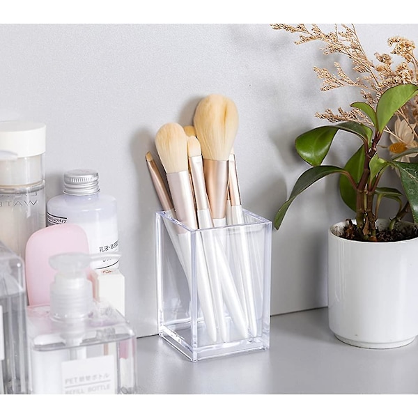 2 stk. gennemsigtig akryl blyant pen holder kop, makeup børste holder akryl skrivebordstilbehør 8,5 x 8,39 x 4,37 tommer