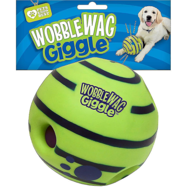 Wobble Wag Giggle Ball, interaktiv hundeleke, morsomme fniselyder, 14 cm