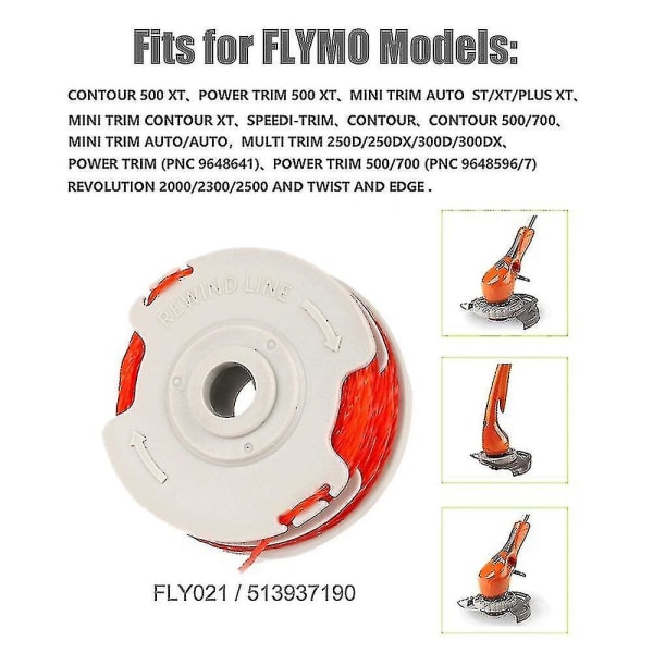 6 Pack Fly021 String Trimmer Erstatningsspole & Line til Flymo