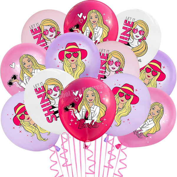 Ny film Barbie bursdagsfest dekorasjon rosa tema figurer ballongsett bakteppe papirplate vev servisetilbehør fork 10pcs