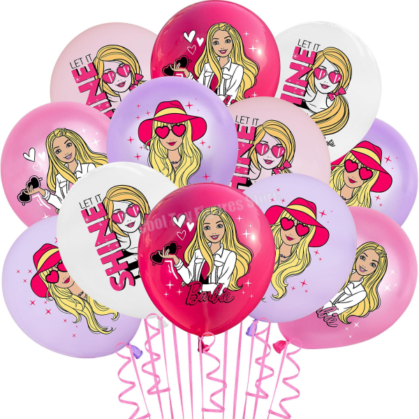 Ny film Barbie fødselsdagsfest dekorationer pink tema figurer ballon sæt baggrund papir tallerken tissue bordservice tilbehør balloons-8 19pcs