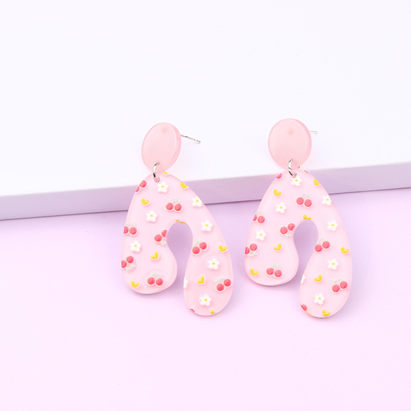 Øredobber Hjerte LGBTQ Regnbue Smykker Akryl Rustfrie Kroker. U-shaped cherry