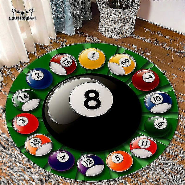 120cm Simulerings-Billjard 8-Boll Matta Rund Mjuk Stoldyna Halksäker Badgolvmatta Barnrum Svart Matta Dörrmatta Area Mattor Zekai