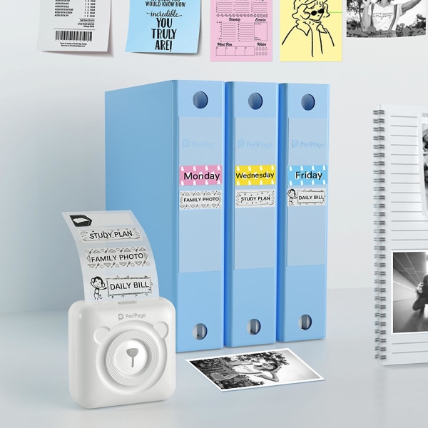 Peripage Mini Lommeformat Alt-i-ett Termisk Skriver Trådløs Bt Bilde Foto Etikett Memo Kvittering Papir Skriver Ar Foto Funksjon Med Usb Kabel Støtte Fo