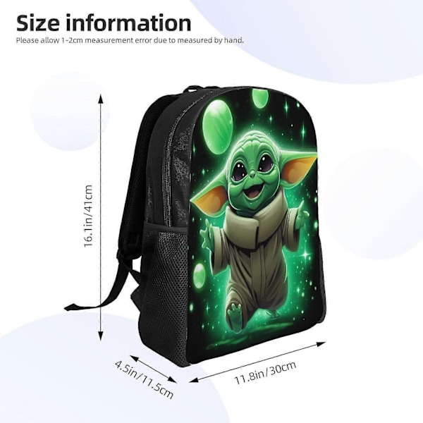 Baby Yoda Ryggsäckar för Pojkar Flickor Laptopväskor Lätt Durable Ryggsäck Skolväska för Tonåringar Grundskolan Mellanskolan Bokväska-SYS894
