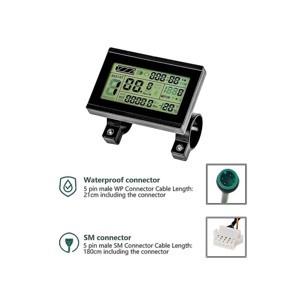 Ebike 24v36v48v72v Kt Lcd3 Display Intelligent Mätare för Elcykelnavmotoromvandlingskit
