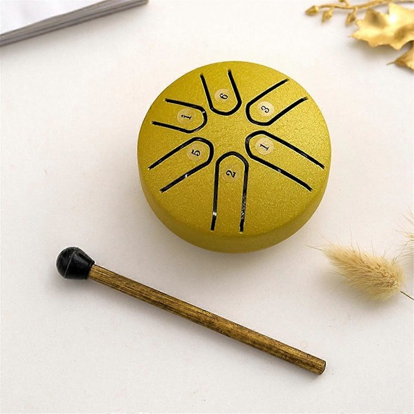 Mini Stål Tongue Drum 3 Tum Ljudläkningsset, Mini Handpan Trumma, 6-tons Bekymmersfri Trumma, Bekymmersfri Trumma A